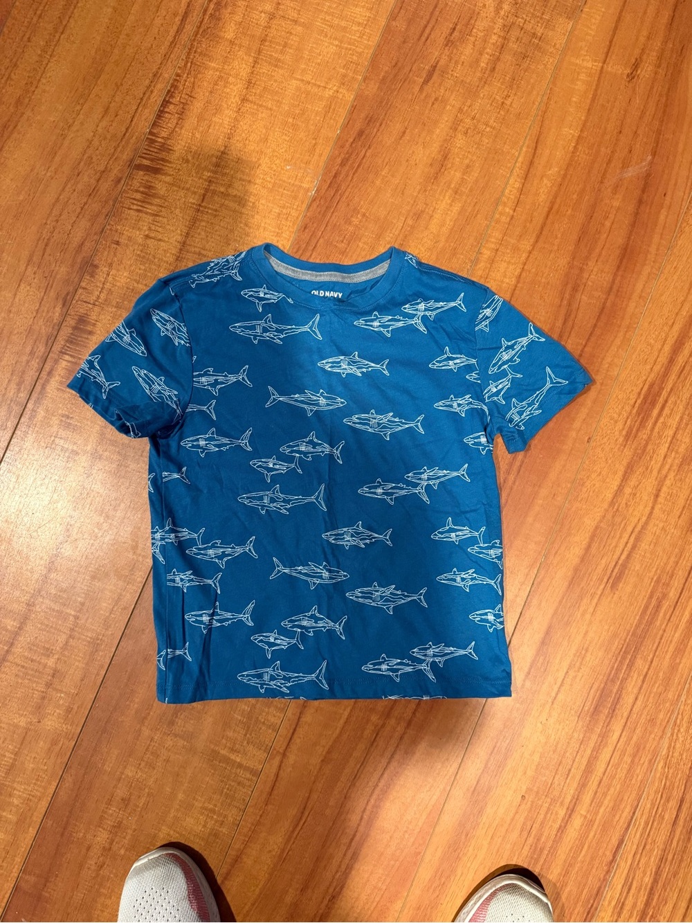 Old Navy Blue Shark Print Short Sleeve Tee